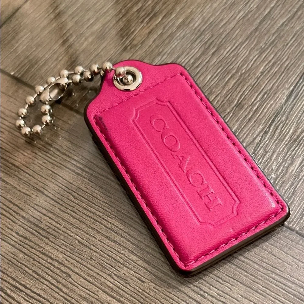 Coach Pink - Fuchsia Large Hangtag Leather Keychain